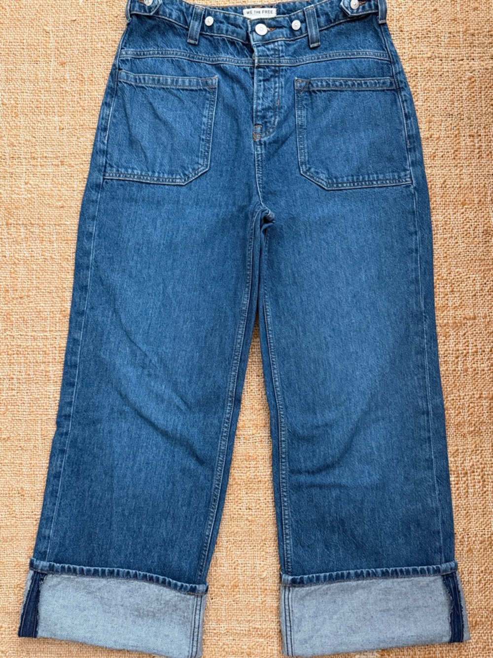 We The Free Wide-Leg Cuffed Blue Jeans size 27